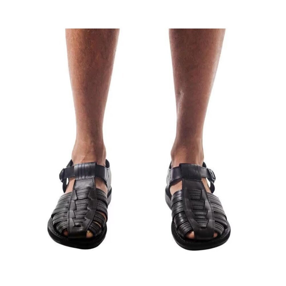 Jerusalem Barak Closed Toe Sandals Mens 46 Ankle Strap Handcrafted Leather Black - Picture 12 of 12